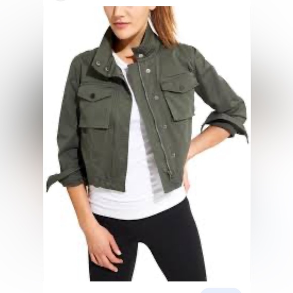 Athleta Military Green Upcollar Jacket - Picture 1 of 5